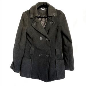 JOU JOU Double Breasted Charcoal Grey Peacoat Sz M
